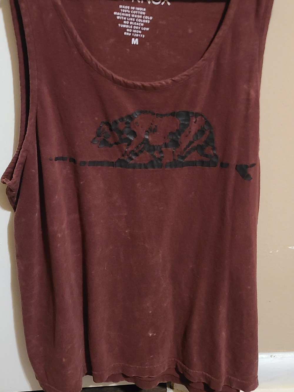 Vintage Fort Knox Women's Scoop Neck Tank Top in Burgundy with Bear Graphic